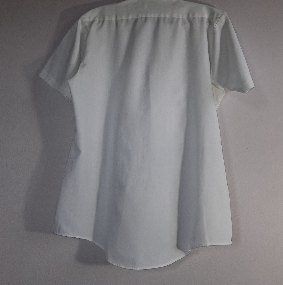 White Button Down Shirt with Classic Collar and Long Sleeves